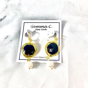 NEW Gemma C York real gemstone clip on earrings